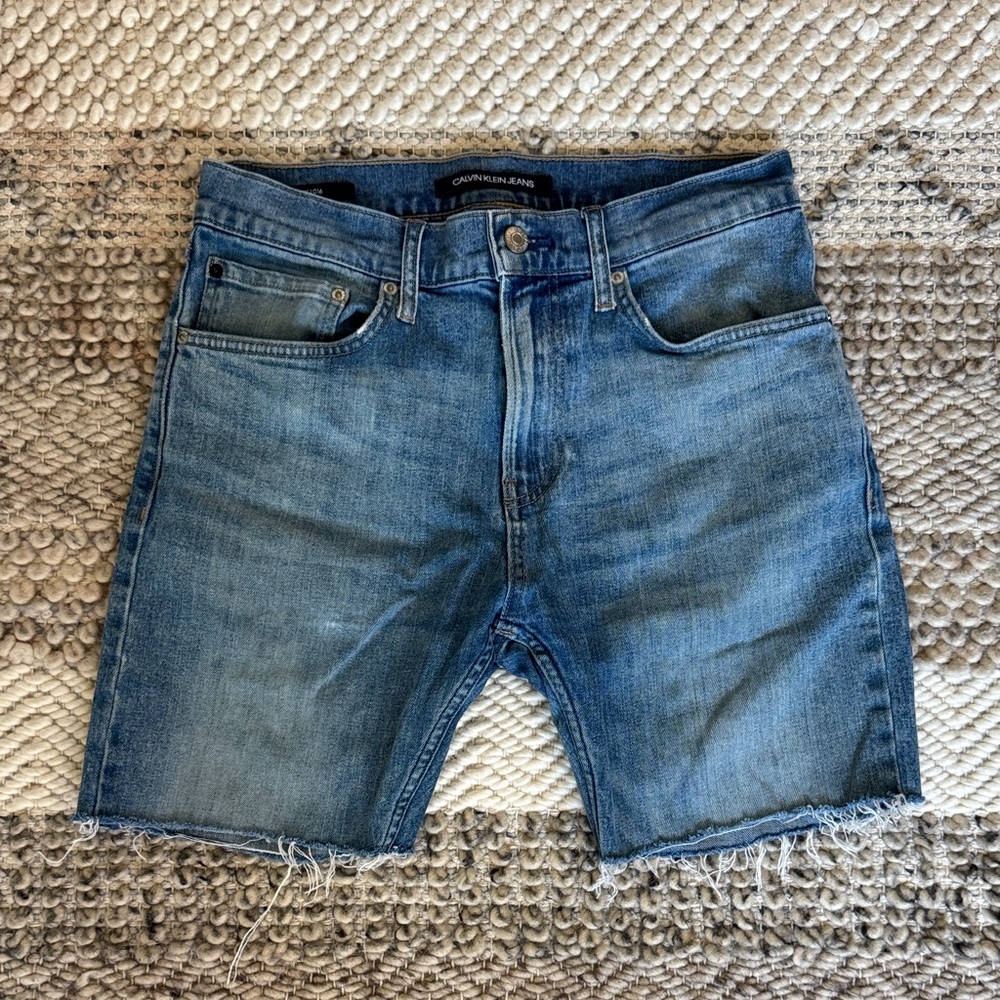 Calvin Klein Jeans Blue Cutoff Denim Shorts w/ Natural Wear
